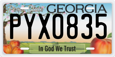 GA license plate PYX0835