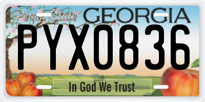 GA license plate PYX0836