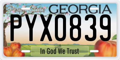GA license plate PYX0839