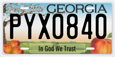GA license plate PYX0840