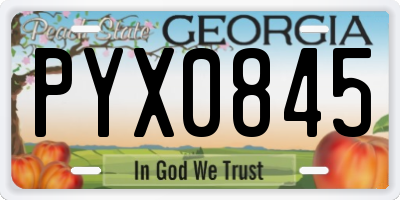 GA license plate PYX0845