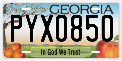 GA license plate PYX0850