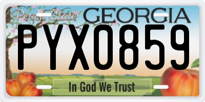 GA license plate PYX0859