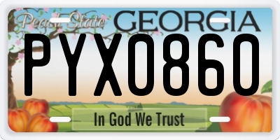 GA license plate PYX0860