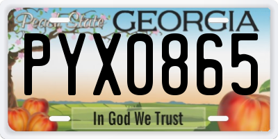 GA license plate PYX0865