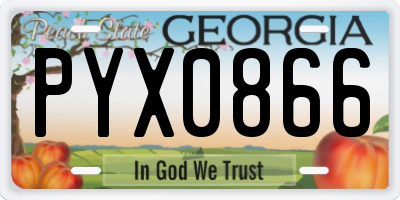 GA license plate PYX0866