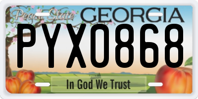 GA license plate PYX0868