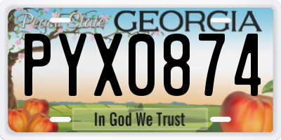 GA license plate PYX0874
