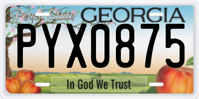 GA license plate PYX0875