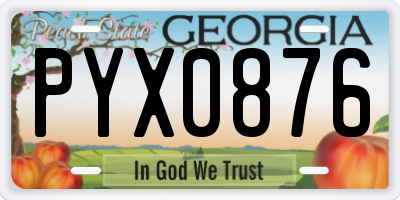 GA license plate PYX0876