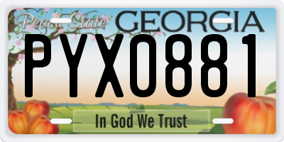 GA license plate PYX0881