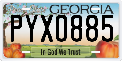 GA license plate PYX0885