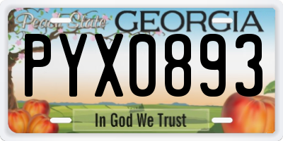 GA license plate PYX0893