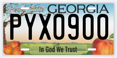 GA license plate PYX0900