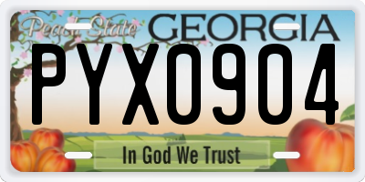 GA license plate PYX0904