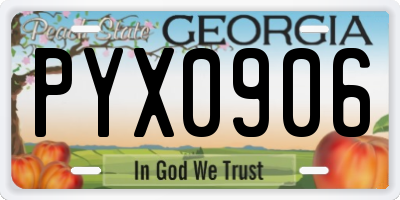 GA license plate PYX0906