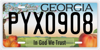 GA license plate PYX0908