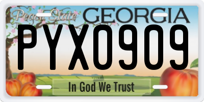 GA license plate PYX0909