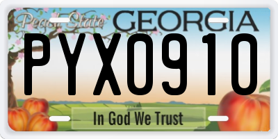 GA license plate PYX0910