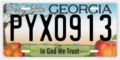 GA license plate PYX0913
