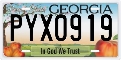 GA license plate PYX0919