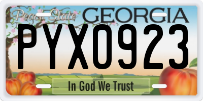 GA license plate PYX0923