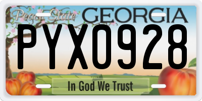GA license plate PYX0928