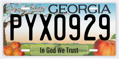 GA license plate PYX0929