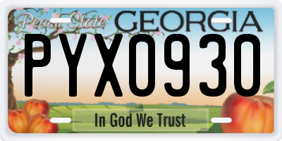 GA license plate PYX0930