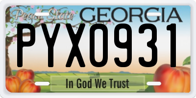 GA license plate PYX0931