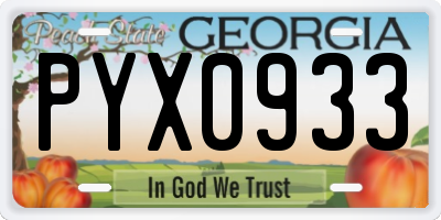 GA license plate PYX0933