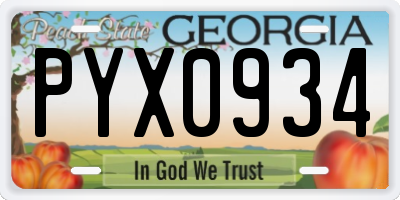 GA license plate PYX0934