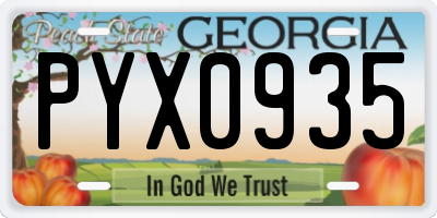 GA license plate PYX0935