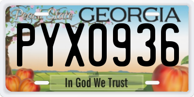 GA license plate PYX0936