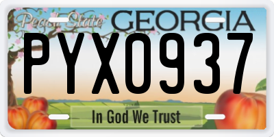 GA license plate PYX0937