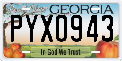 GA license plate PYX0943