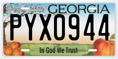 GA license plate PYX0944