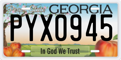 GA license plate PYX0945