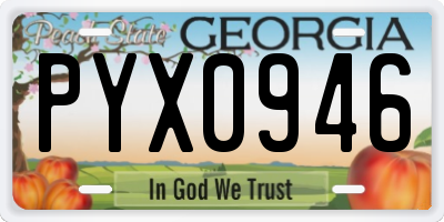 GA license plate PYX0946