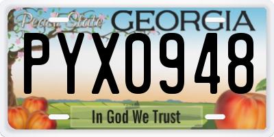 GA license plate PYX0948