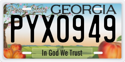 GA license plate PYX0949