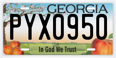 GA license plate PYX0950