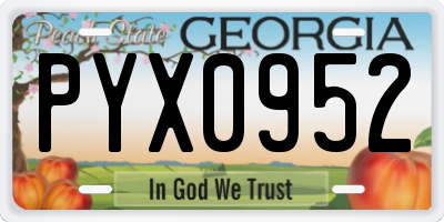 GA license plate PYX0952