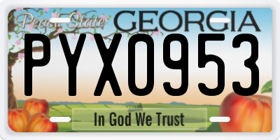 GA license plate PYX0953