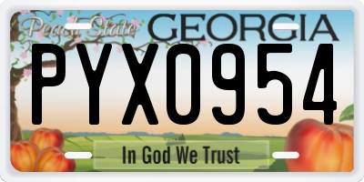 GA license plate PYX0954