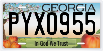 GA license plate PYX0955