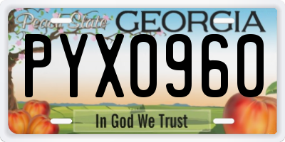 GA license plate PYX0960