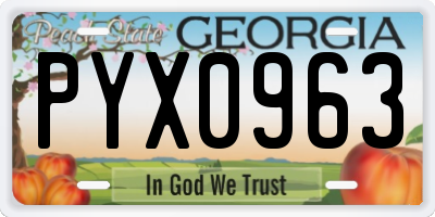 GA license plate PYX0963