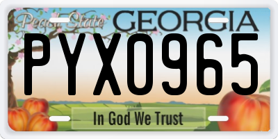 GA license plate PYX0965