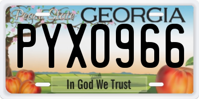 GA license plate PYX0966